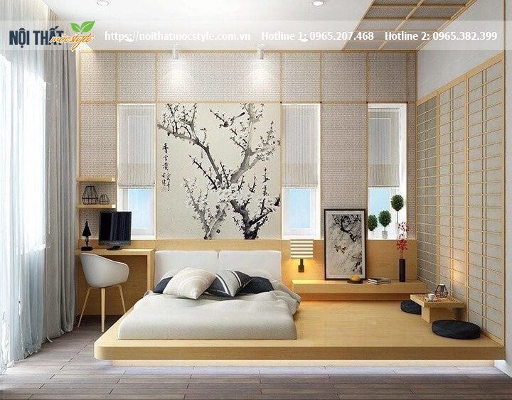 Mẫu thiết kế nội thất phòng ngủ đẹp kiểu nhật