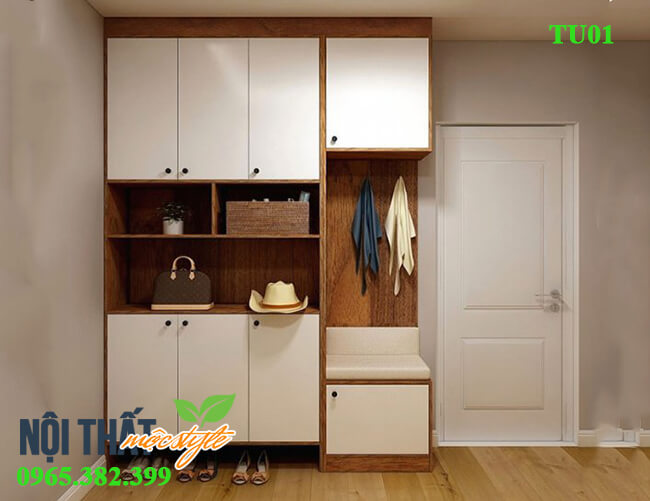 Tủ giày TU01Tủ giày TU01 full trần màu trắng sang trọng Tủ giày TU01 full trần màu trắng sang trọng