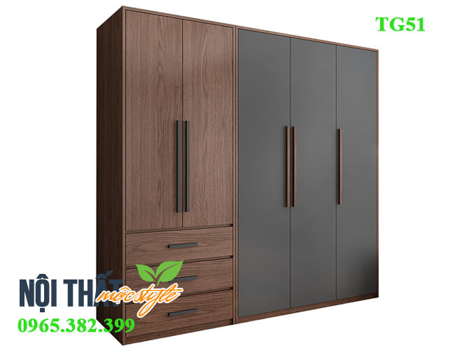 Tủ quần áo gia đình TG51 với vẻ đẹp hiện đại